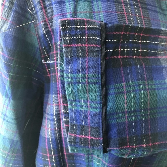 Flannel plaid longsleeve shirt pajamas blue XL - Picture 5 of 9